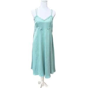NWT MNG Ruffle Slip Dress Medium Seafoam Green Strappy Midi Cottagecore Fairy